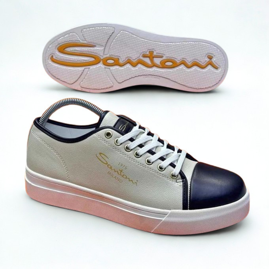 Santoni Milano 1975 Premium Low-Top Casual Leather Sneakers